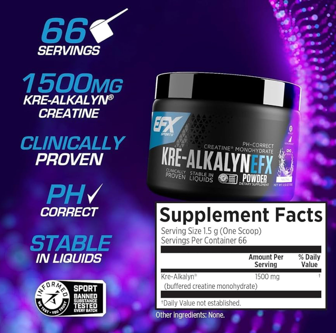 EFX Kre-Alkalyn EFX Powder | pH Correct Creatine Monohydrate Powder Supplement | Strength, Muscle Growth & Performance | 66 Servings