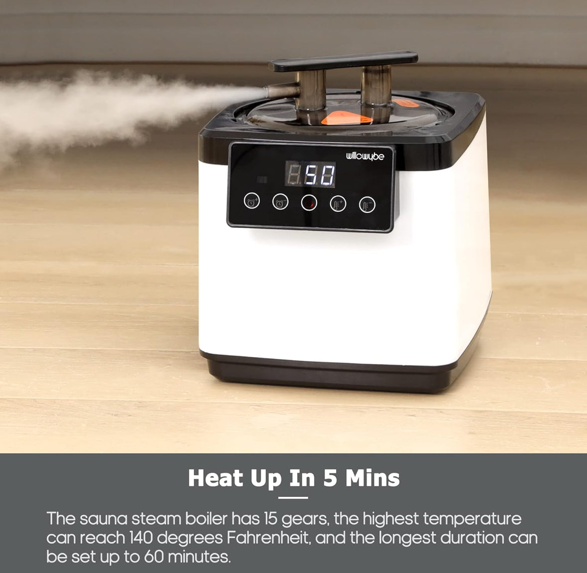 WILLOWYBE Portable Steam Sauna, Personal Home Spa Room With Bluetooth, Steamer, Sweat Tent, Foldable Sauna Chair, Personal Sauna For Home (Black)