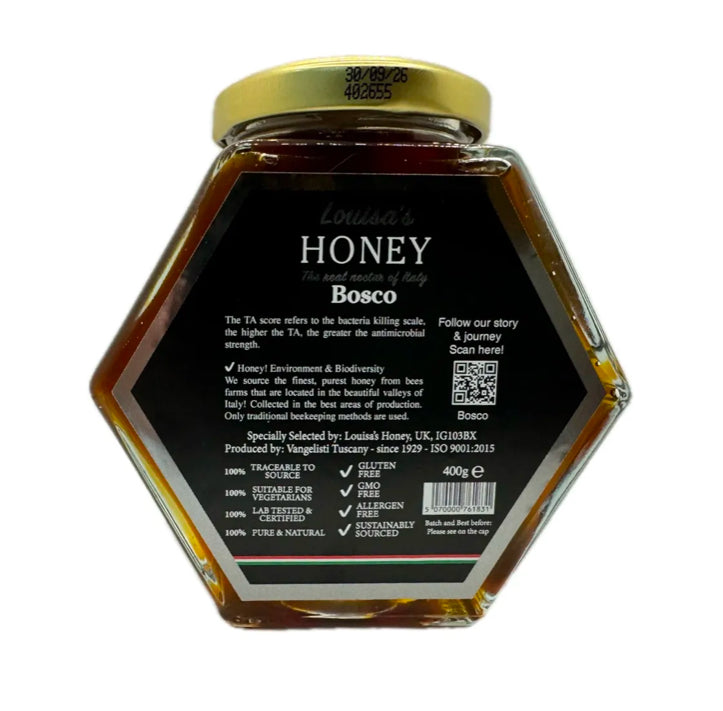 LOUISA'S BOSCO HONEY, 400G NEW JAR TA 20+