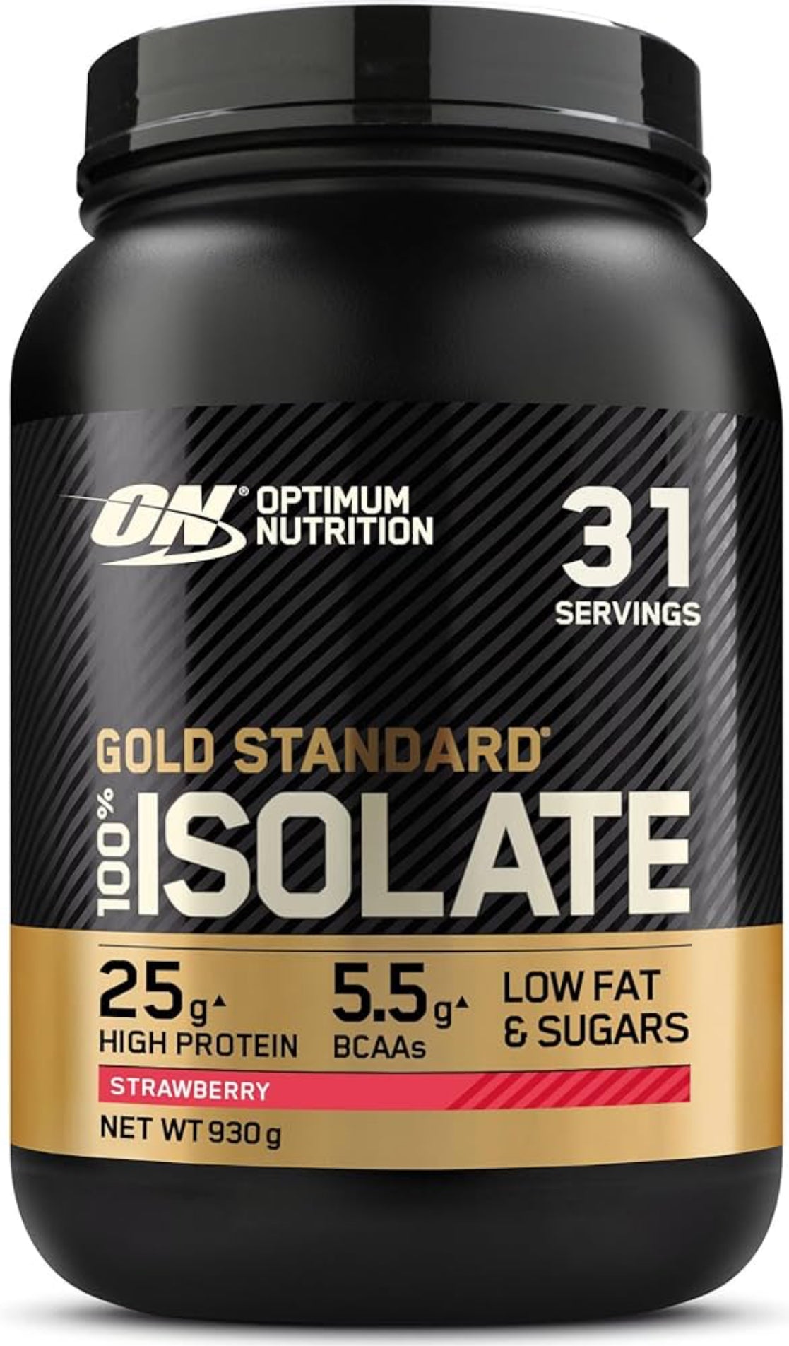 Optimum Nutrition ON Gold Standard 100% Isolate Pure Whey Protein, Naturally Occurring BCAAs and Glutamine, Pre and Post Workout, 31 Servings, 930 g