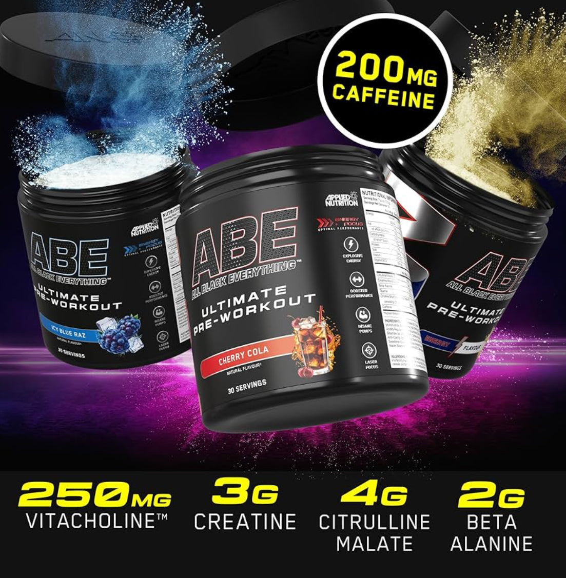 Applied Nutrition Bundle ABE Pre Workout 375g + ABE Black Shaker | All Black Everything Pre Workout Powder, Energy Drink, Physical Performance, Creatine, Beta Alanine, Caffeine