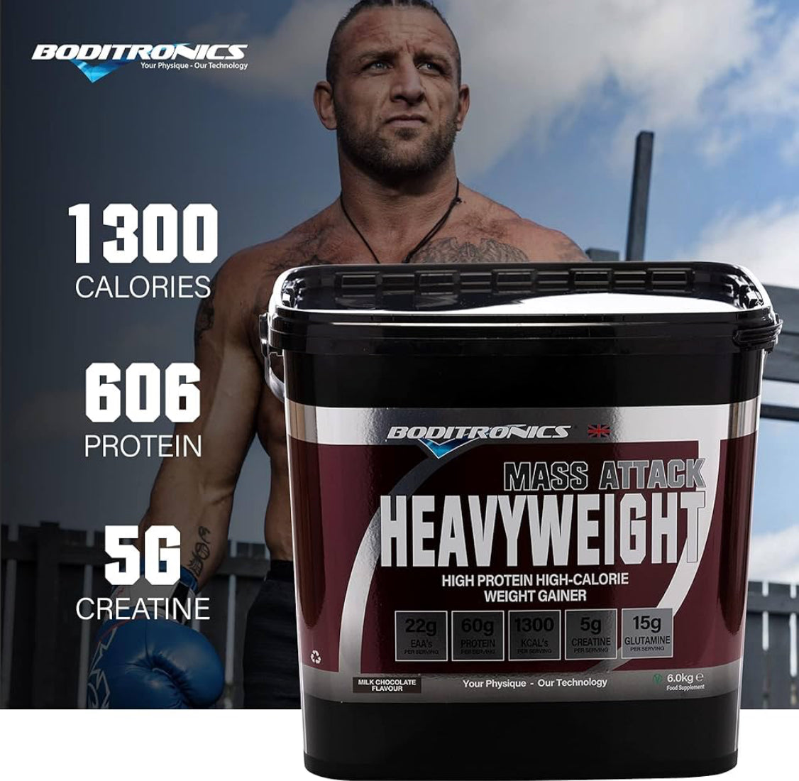 Mass Attack Heavyweight Mass Gainer Powder for High Protein and High-Calorie Weight Gainer Protein Powder with 5g Creatine, BCAA, Glutamine and Beta Alanine