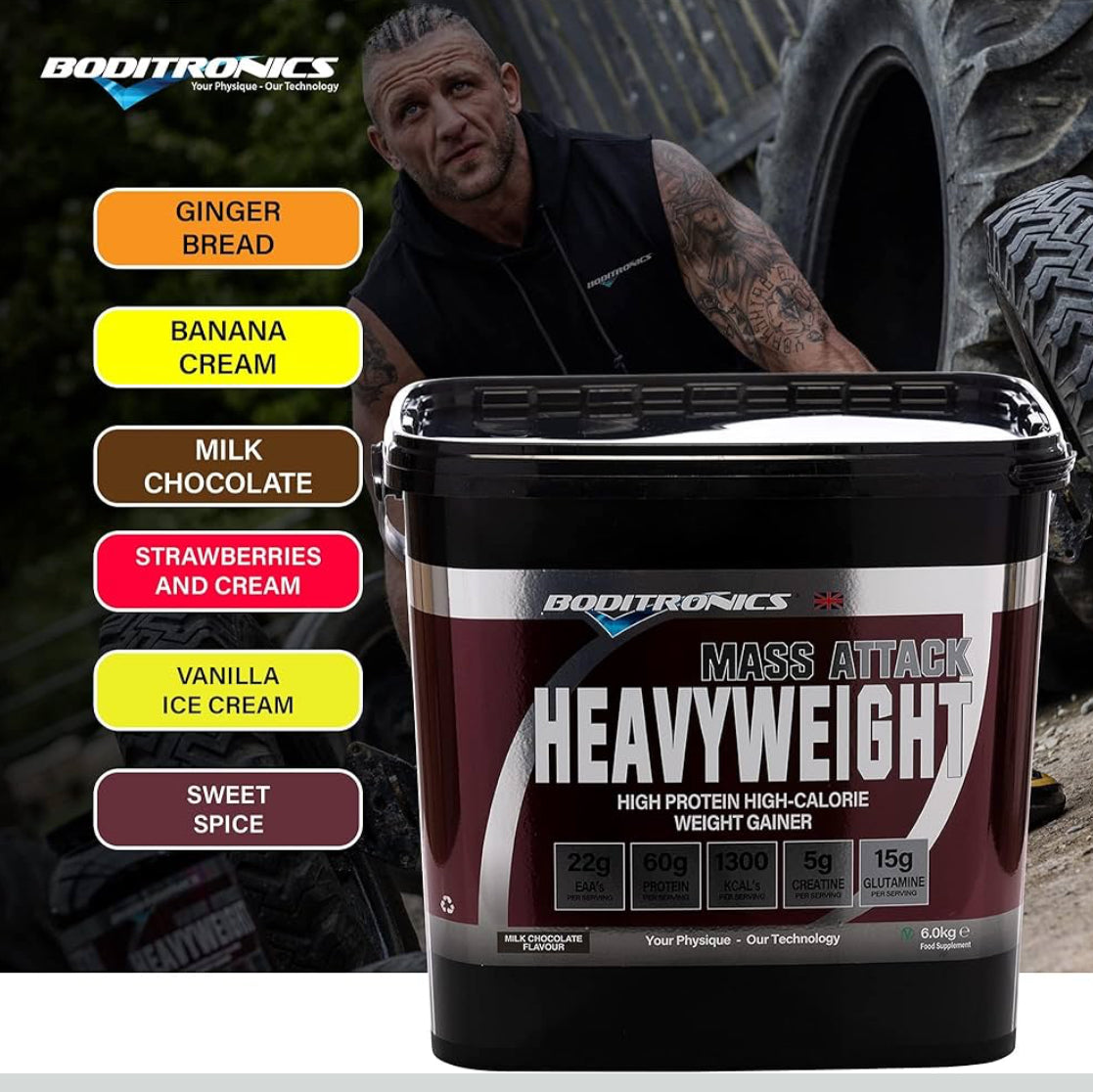 Mass Attack Heavyweight Mass Gainer Powder for High Protein and High-Calorie Weight Gainer Protein Powder with 5g Creatine, BCAA, Glutamine and Beta Alanine