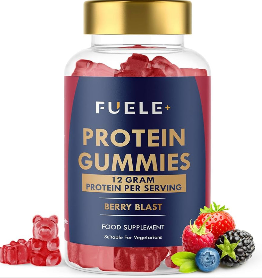 Whey Protein Gummies - Mixed Berry Flavour, 12g High Protein per Serving - Protein Powder Alternative, No Added Sugar, Vegetarian, Convenient Whey Protein Supplement, Muscle Recovery