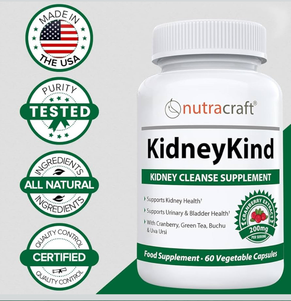 KidneyKind #1 Kidney Support & Detox Supplement | Natural Kidney Cleanse and Bladder Health Formula | Buchu, Juniper, Uva Ursi, Cranberry | 60 Vegetable Capsules