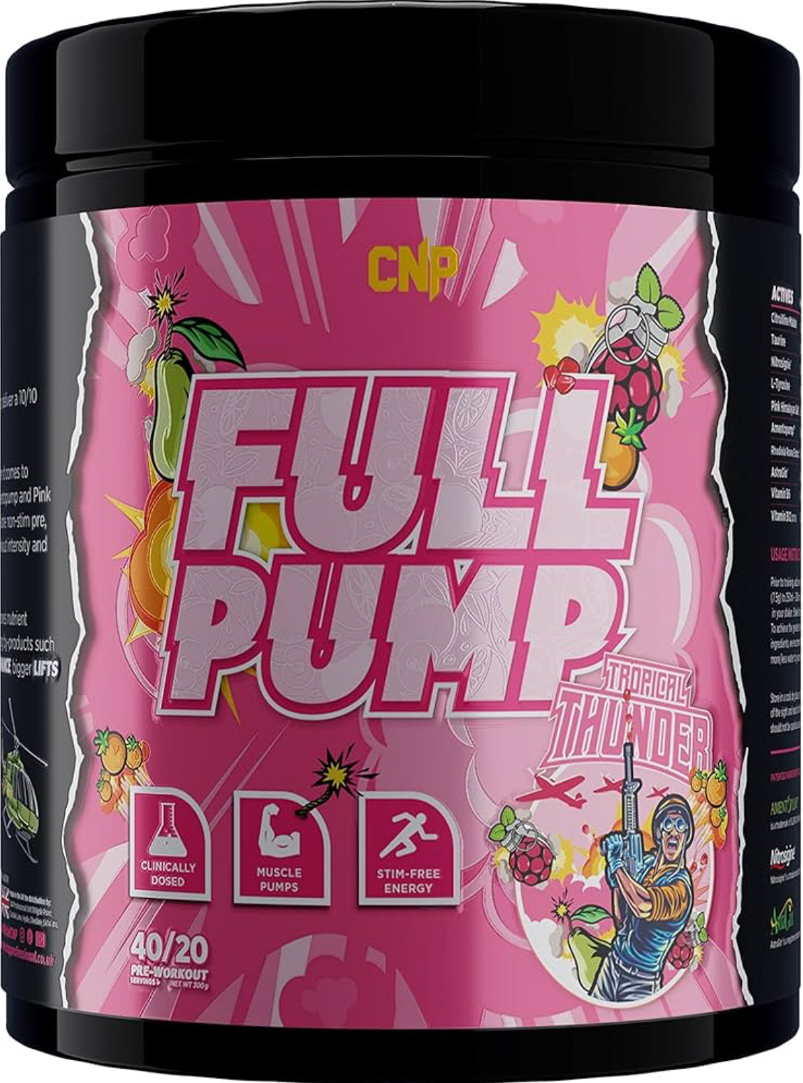 CNP Professional Full Pump, Strong Stim Free Energy and Muscle Pumps Pre-Workout, 20/40 Servings, 300g, 4 Flavours Available