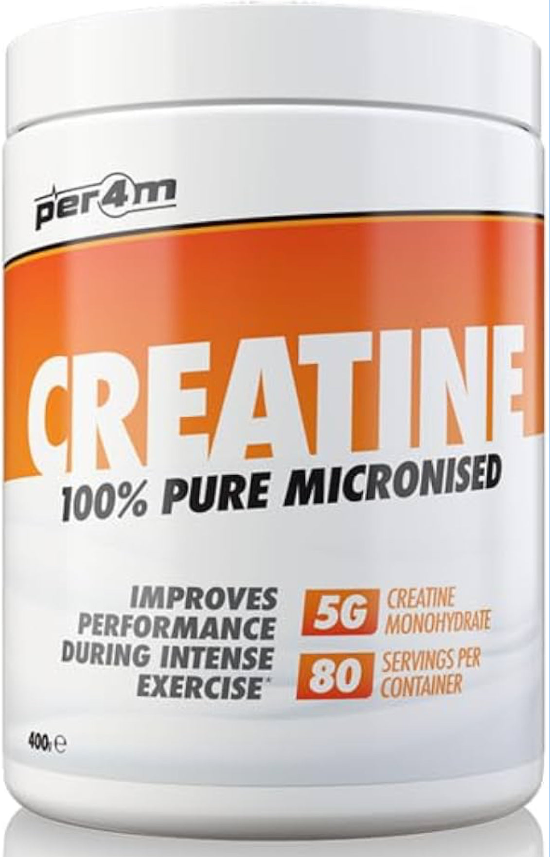 Per4m Creatine Powder | 80 Servings of 100% Pure Micronised Creatine Monohydrate | Unflavoured 400g