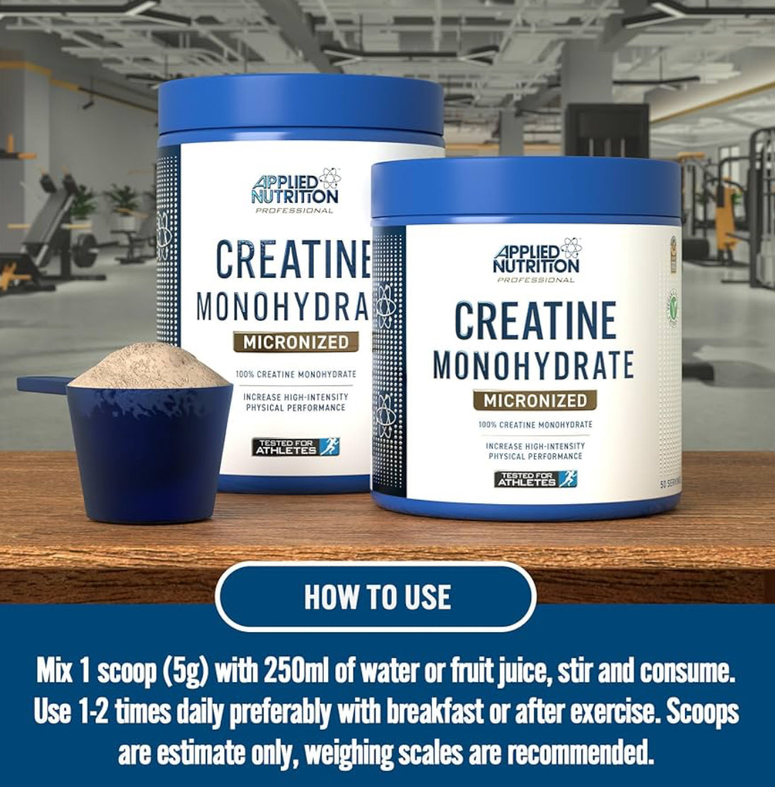 Applied Nutrition Micronized Creatine Monohydrate Powder 500g – 5g of 100% Pure Creatine Powder Per Serving for Strength & Muscle Power – Unflavoured Creatine Supplement - 100 Servings