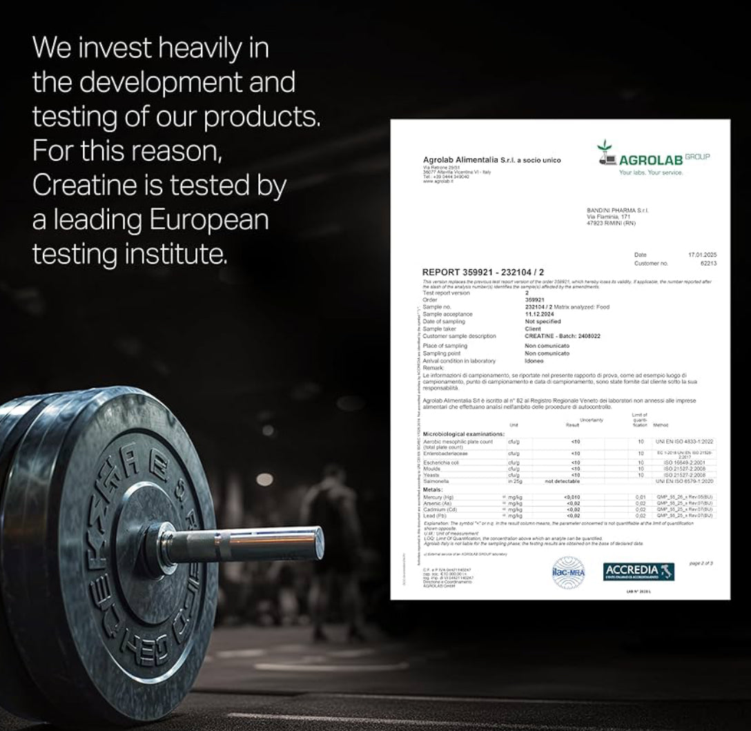 Bandini® Creatine Monohydrate Powder 1kg/1000g | Pure Creatin Micronised | Improve Training, Sports, Gym, Pre Workout, Physical Performance and Recovery | Muscle Power & Strength | 100% Vegan | No GMO