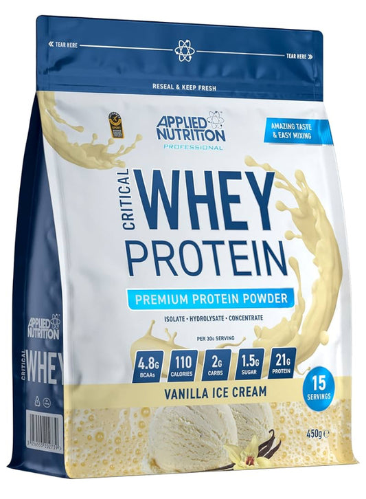 Applied Nutrition Critical Whey Protein Powder 900g - High Protein Powder, Protein Milkshake, Muscle Building Supplement with BCAAs & Glutamine (900g - 30 Servings)