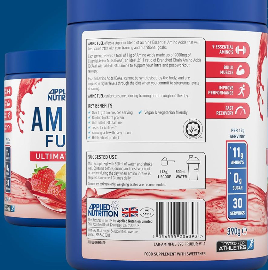 Applied Nutrition Amino Fuel - Amino Acids Supplement, EAA Essential Amino Acids Powder, Muscle Fuel & Recovery (390g - 30 Servings)