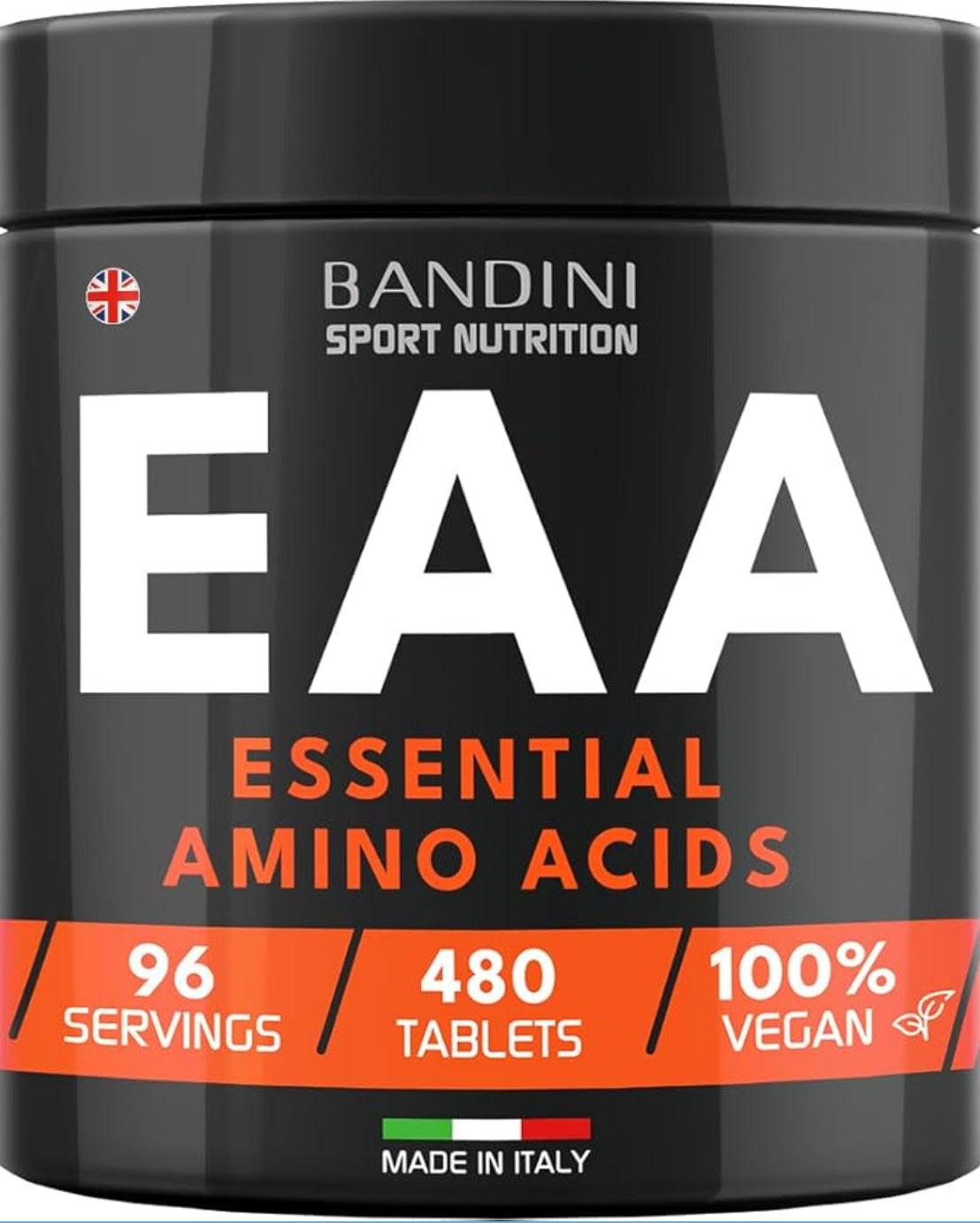 Bandini® EAA Essential Amino Acids | 480 Tablets for 96 Days Supply | with All 9 EAAs Intra Pre and Post Workout | Aminoacids Food Supplement for Sport | NO Additives, Vegan Friendly and Sugar-Free