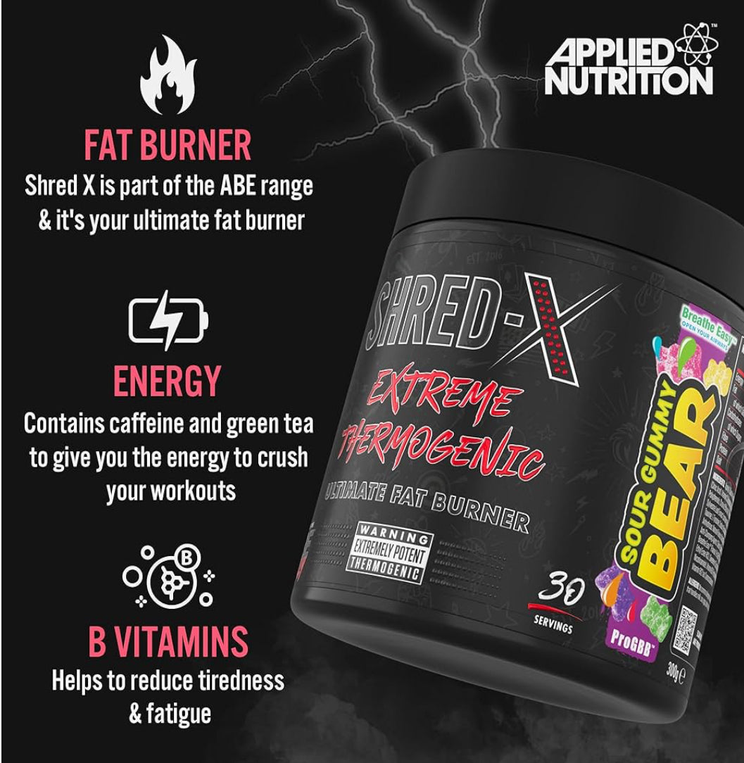 Applied Nutrition Shred X Fat Burner - ABE All Black Everything Fat Burner, Thermo Weight Management (300g - 30 Servings)