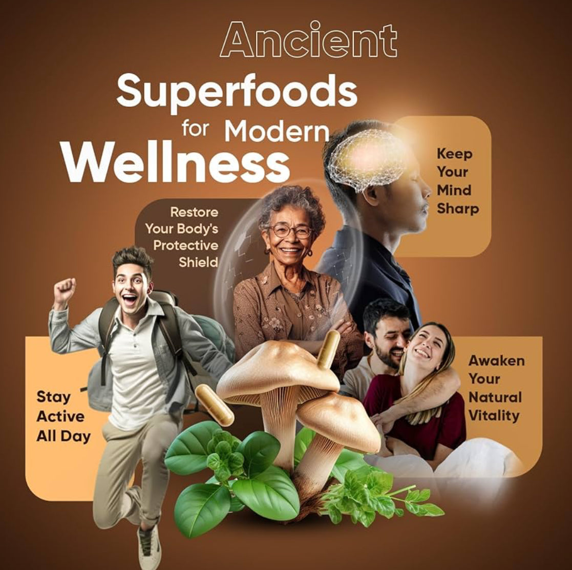 Organic Mushroom Complex 8-180 Capsules - 1000mg - Lion's Mane & 7 Mushroom Blends (Reishi, Chaga, Cordyceps, Shiitake, Oyster, Maitake & Coprinus) - Added Turmeric & Ginger - Vegan & Non-GMO