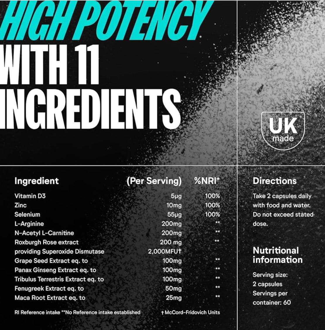 Numan Testosterone Pro - Maca Root, Tribulus Terrestris, Zinc, Ginseng - Testosterone Supplements for Men, Essential Vitamins & Minerals - 1100mg per Serving - 120 Capsules