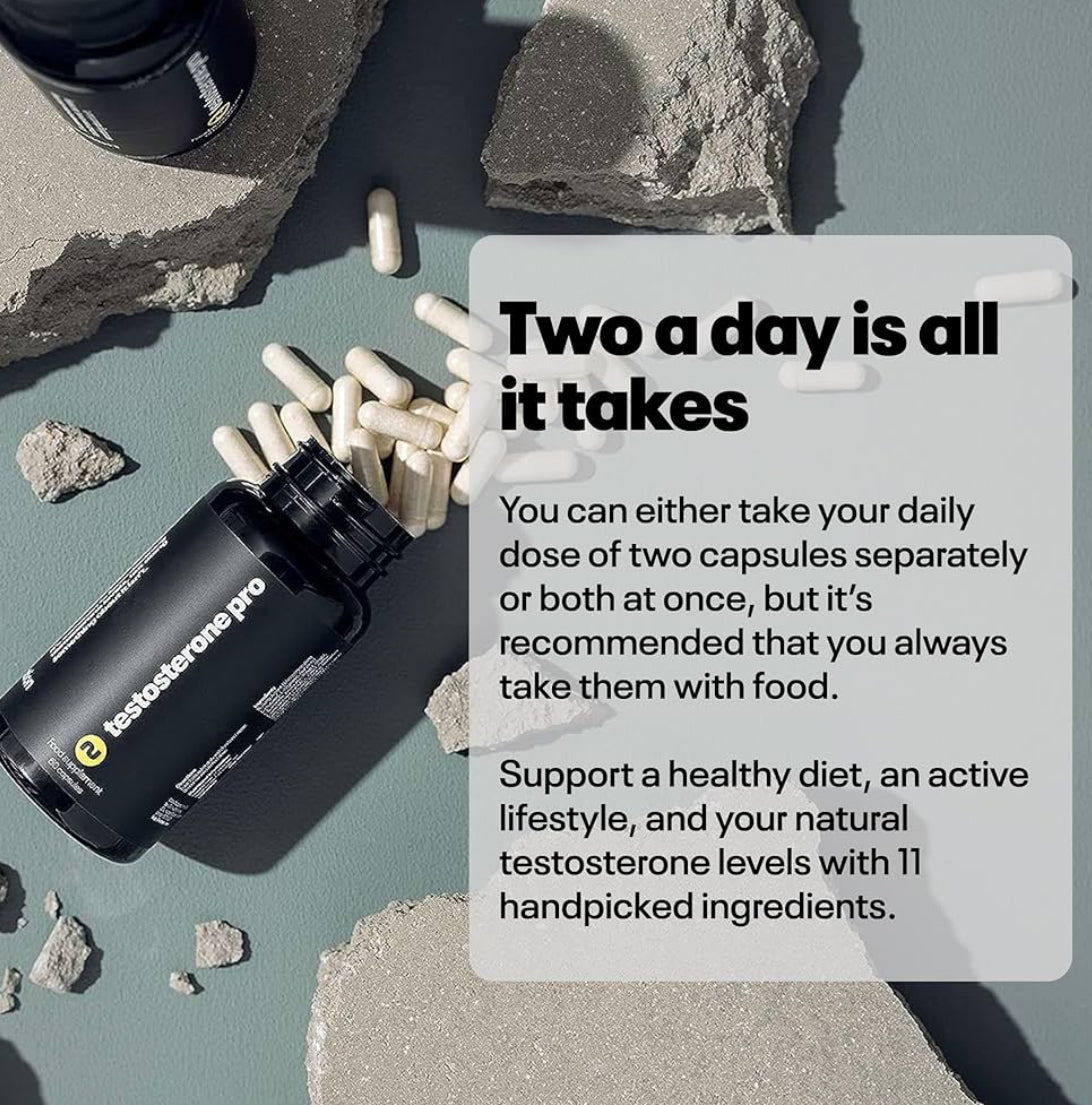 Numan Testosterone Pro - Maca Root, Tribulus Terrestris, Zinc, Ginseng - Testosterone Supplements for Men, Essential Vitamins & Minerals - 1100mg per Serving - 120 Capsules