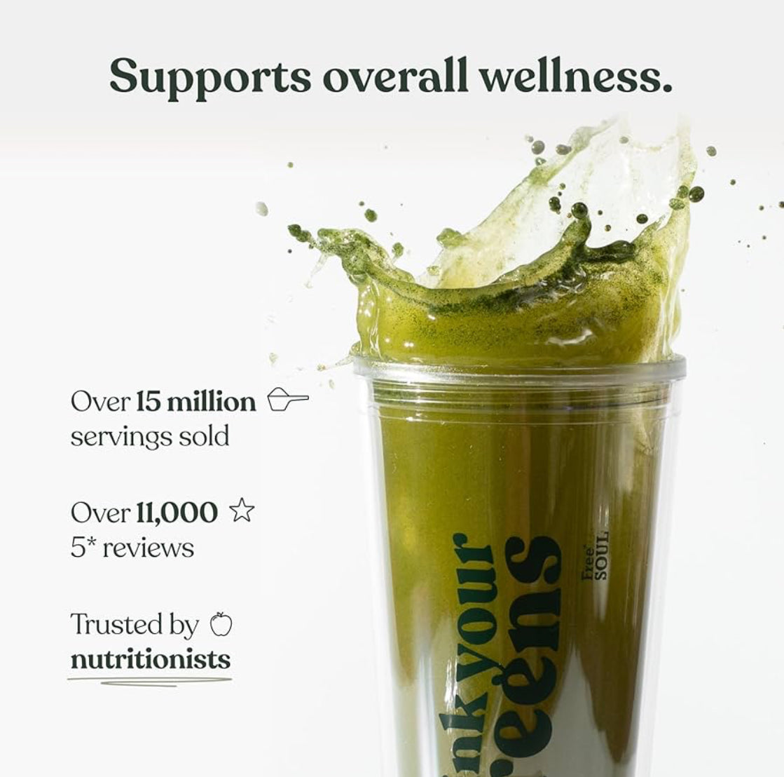 Free Soul Greens | 21 Advanced Greens, Superfoods, and Adaptogens Including KSM-66 Ashwagandha, Vegan & Gluten-Free, Advanced Natural Formula | UK Made | 30 Servings