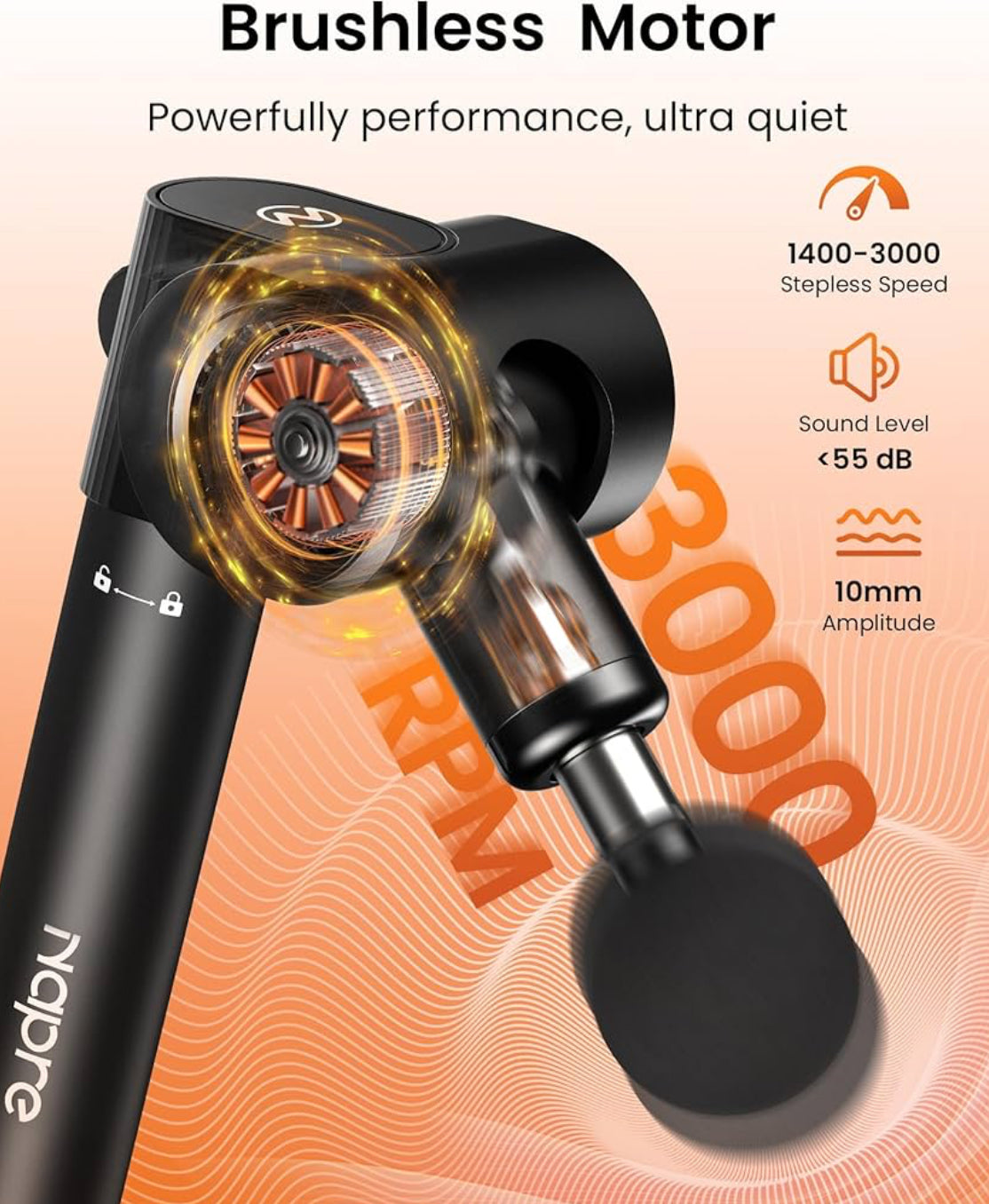 Massage Gun Deep Tissue,Muscle Massage Gun,Portable Percussion Back Massager for Neck/Body Pain Relief with Long Extended Metal Handle,32 Speeds, Foldable with 5 Adjustable Angles, with Carry Case