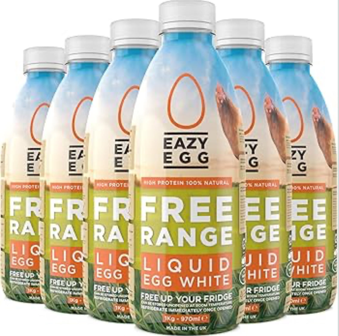 Eazy Egg UK Free Range Liquid Egg Whites (6 x 970ml Bottle)
