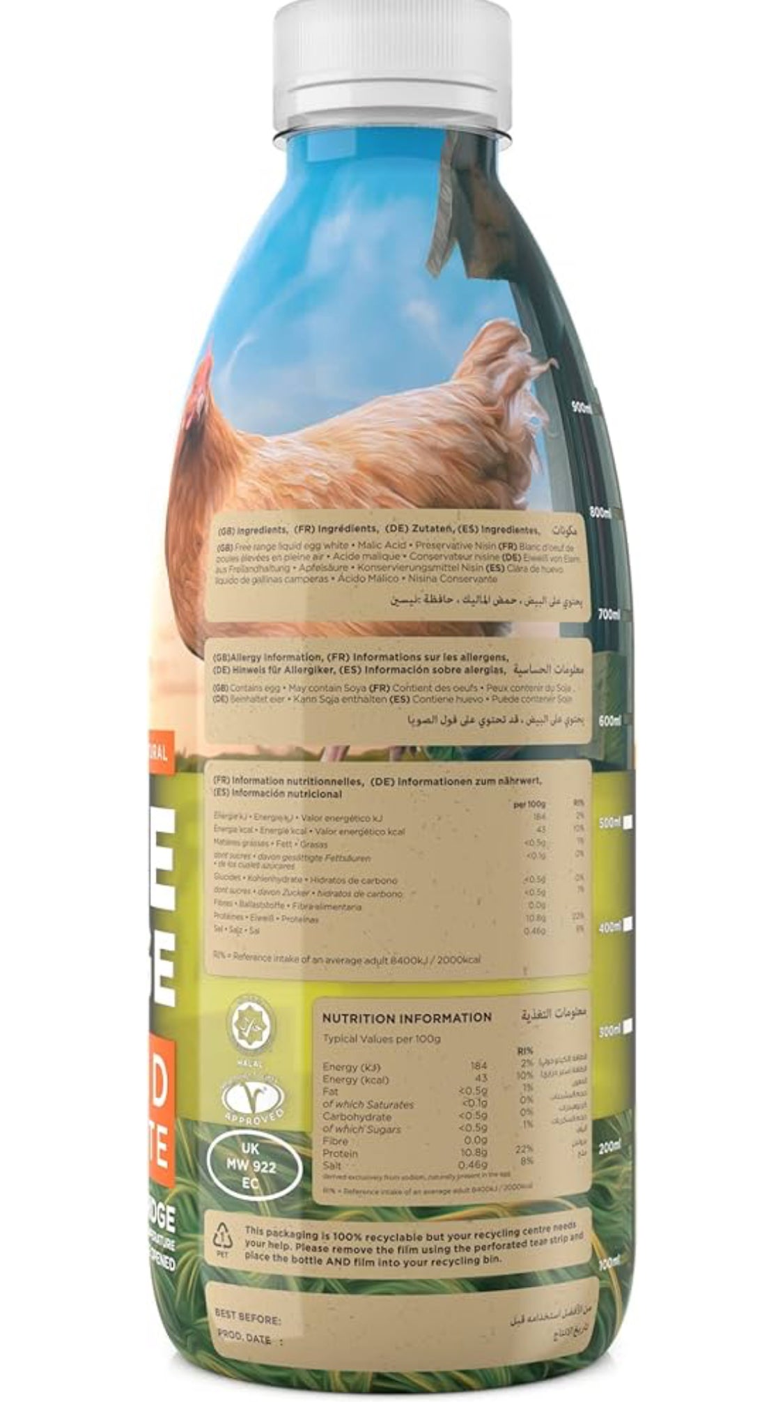 Eazy Egg UK Free Range Liquid Egg Whites (6 x 970ml Bottle)