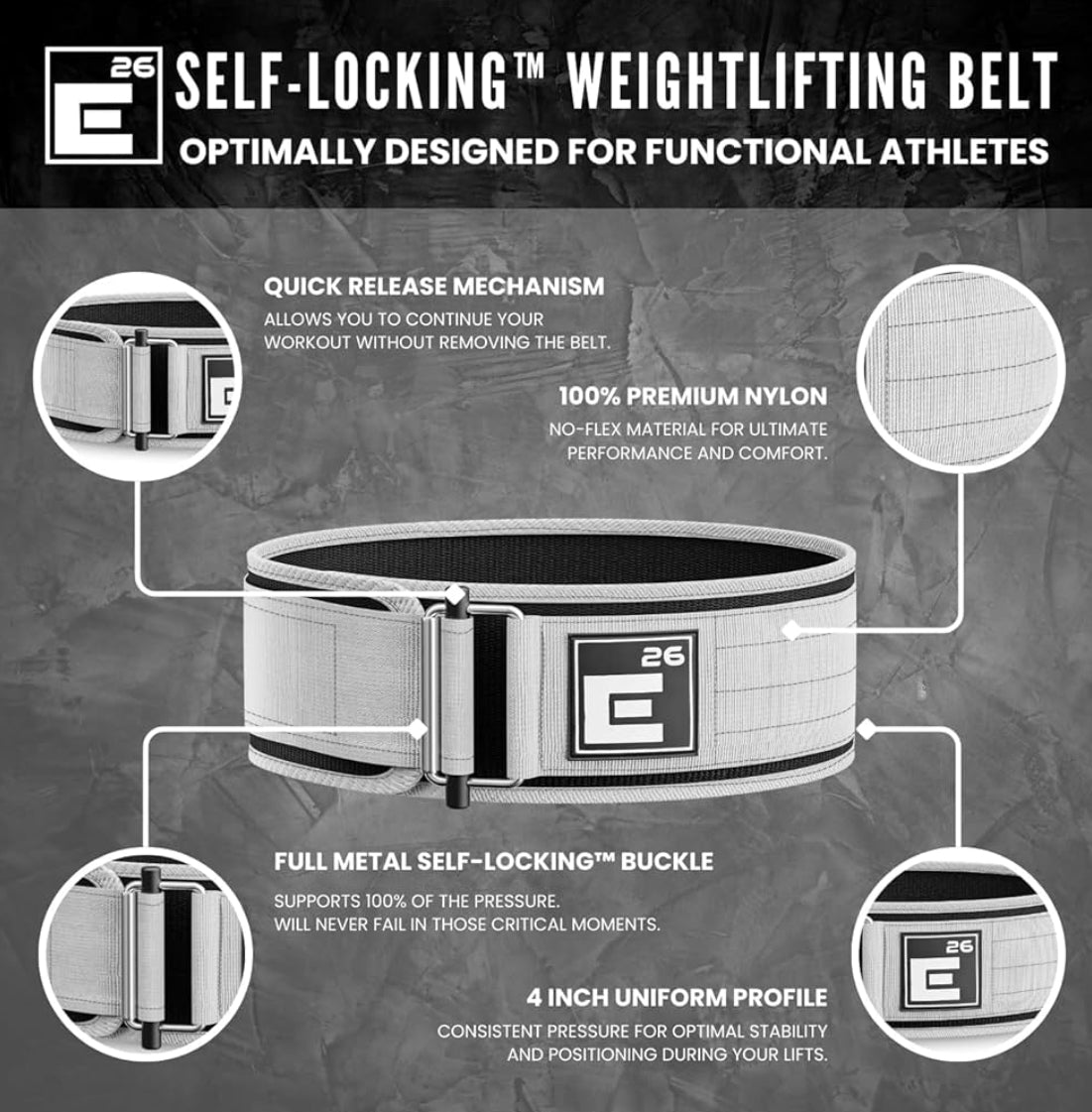 Self-Locking Weight Lifting Belt - Premium Weightlifting Belt for Serious Functional Fitness, Weight Lifting, and Olympic Lifting Athletes - Lifting Support for Men and Women - Deadlift Training Belt