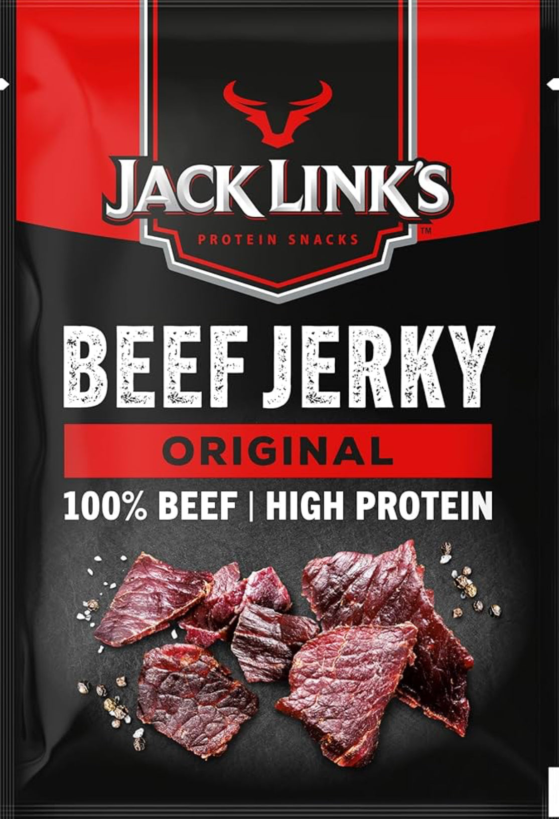 Jack Link's Beef Jerky, Original Flavour High Protein Meat Snack, Multipack Box of 12 x 25g Packs