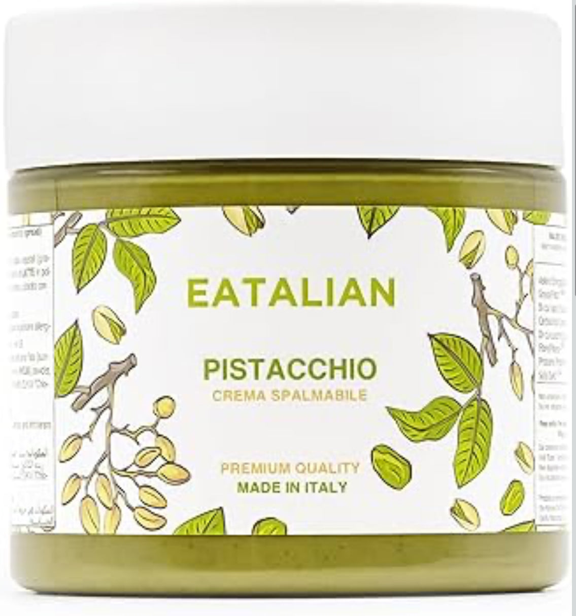 EATALIAN by AMZ BETTER Protein Pistachio Cream CRUNCHY 200 gr, Spreadable Cream with Pistachio Granules, Sweet Taste, Ideal on Bread, for Filling Desserts, Dubai Chocolate, Made in Italy