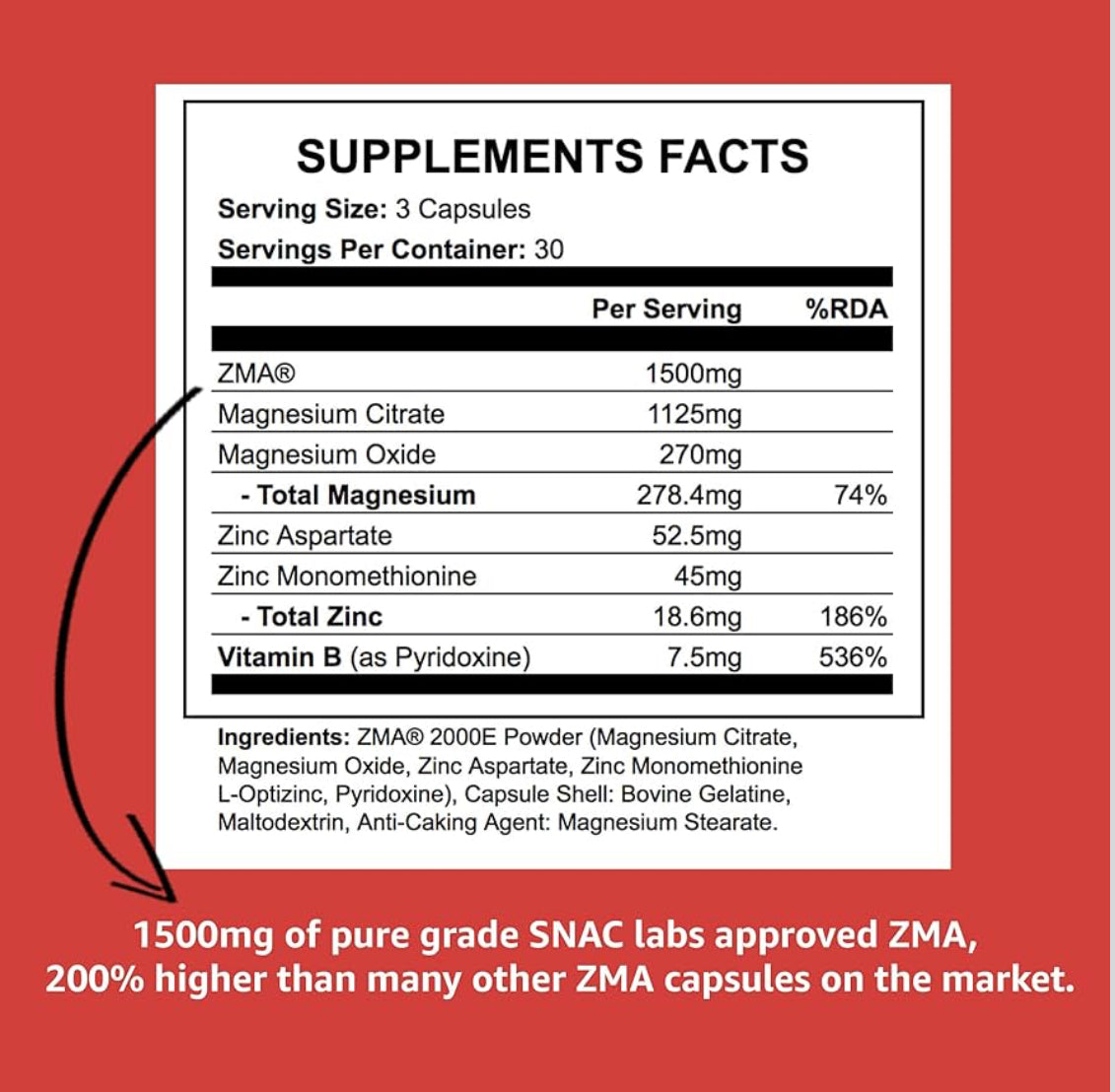 ICON Nutrition ZMA Supplement - 1500mg Per Serving, Sleep Vitamin Supplement, 3-in-1 Formula, Better Sleep Performance, Muscle Strength, Zinc, Magnesium and Vitamin B6-90 Tablets (1 Month Supply)