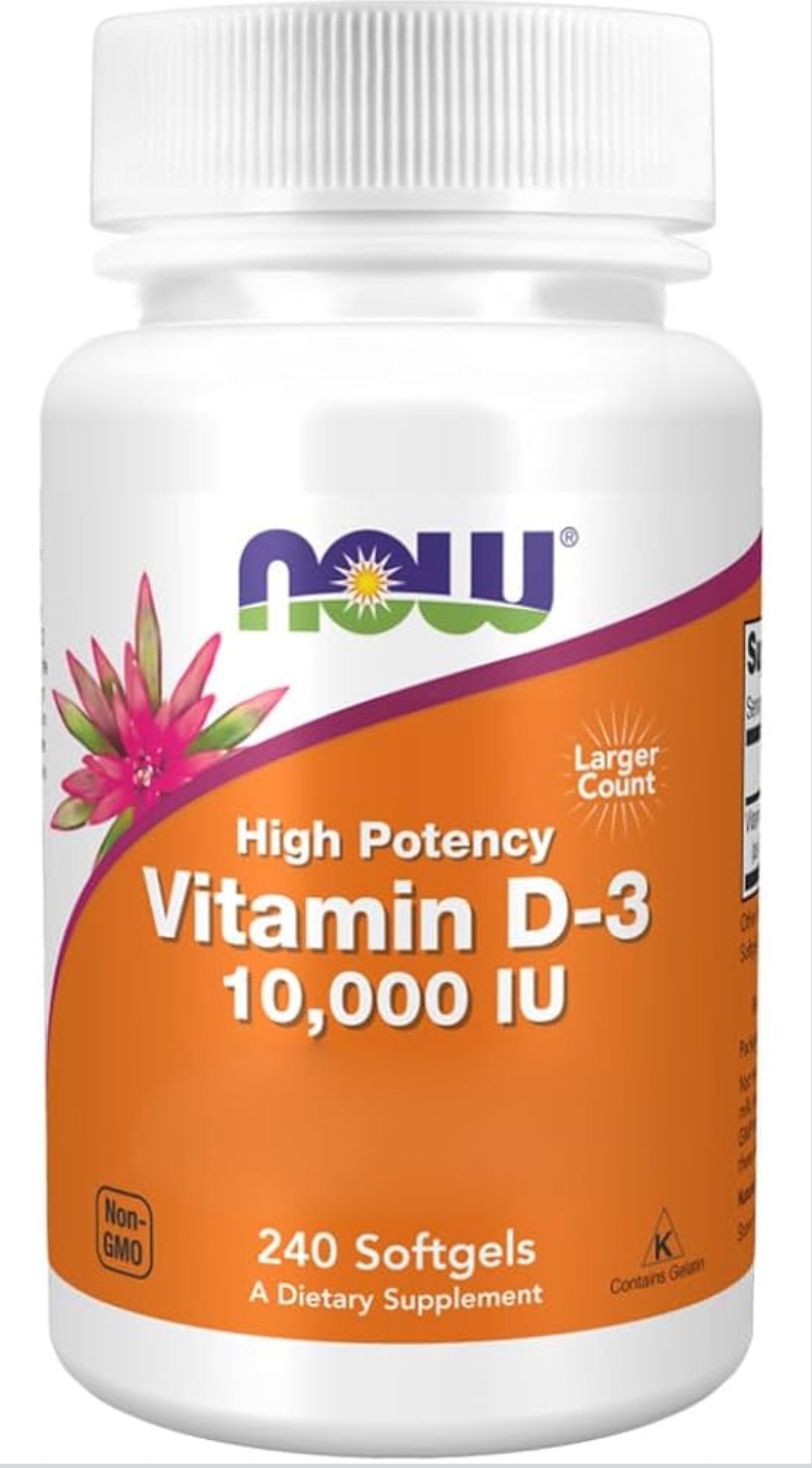Now Foods Vitamin D3 10,000 IU - High Strength for Immune Support & Bone Health - 240 Easy-to-Swallow Softgels- Year-Round Vitamin D Supplement